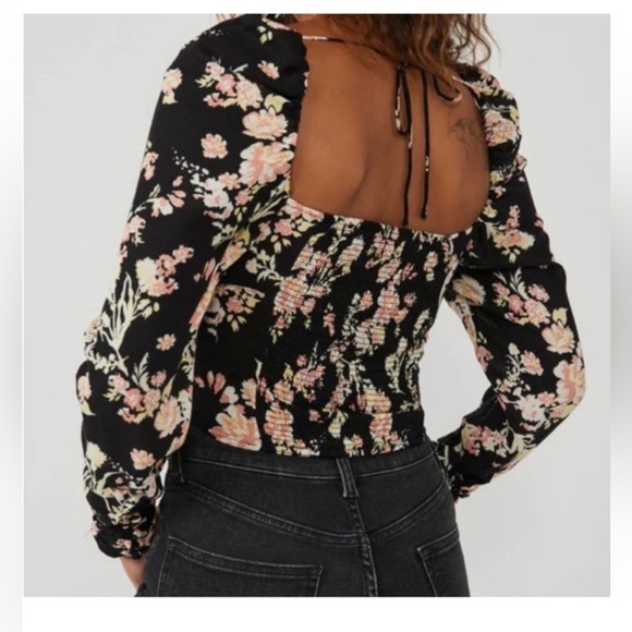 Free People Hilary Top Black Floral Boho Summer Print - Picture 2 of 8